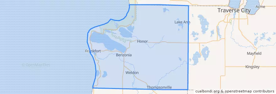Mapa de ubicacion de Benzie County.
