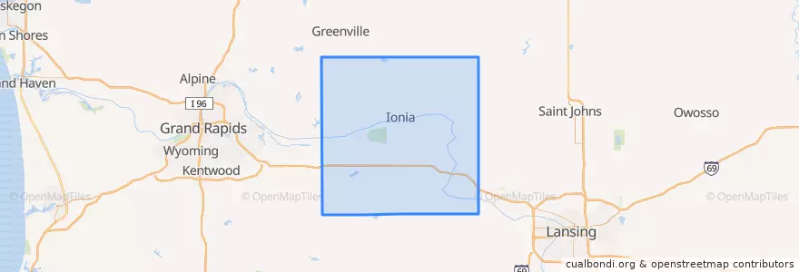 Mapa de ubicacion de Ionia County.