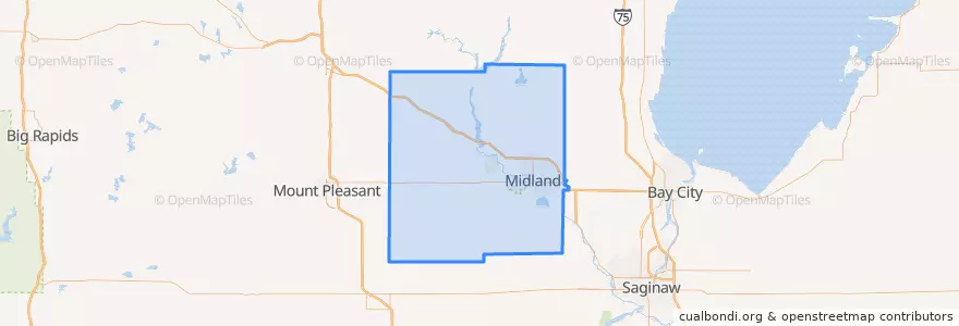 Mapa de ubicacion de Midland County.