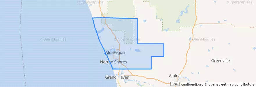 Mapa de ubicacion de Muskegon County.