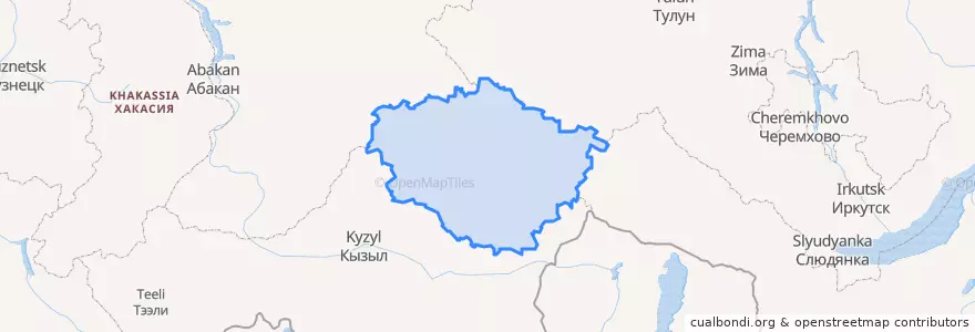 Mapa de ubicacion de Тоджинский кожуун.
