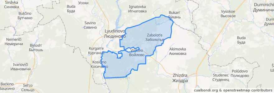 Mapa de ubicacion de сельское поселение Деревня Заболотье.