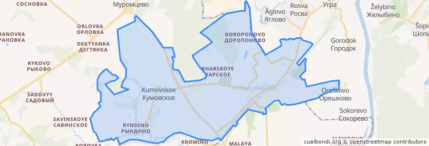 Mapa de ubicacion de городское поселение Воротынск.