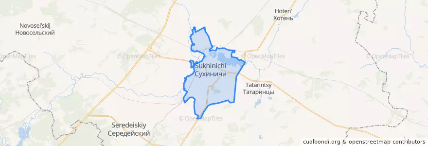 Mapa de ubicacion de городское поселение Сухиничи.