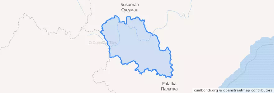 Mapa de ubicacion de Тенькинский городской округ.