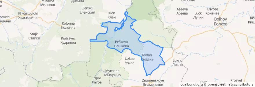 Mapa de ubicacion de Коптевское сельское поселение.