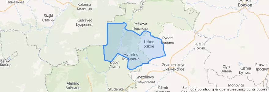 Mapa de ubicacion de Узкинское сельское поселение.