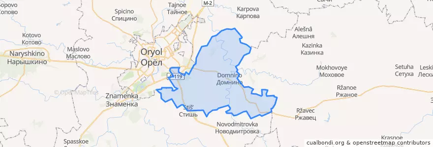 Mapa de ubicacion de Большекуликовское сельское поселение.