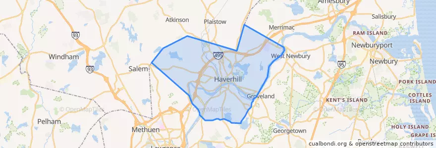 Mapa de ubicacion de Haverhill.