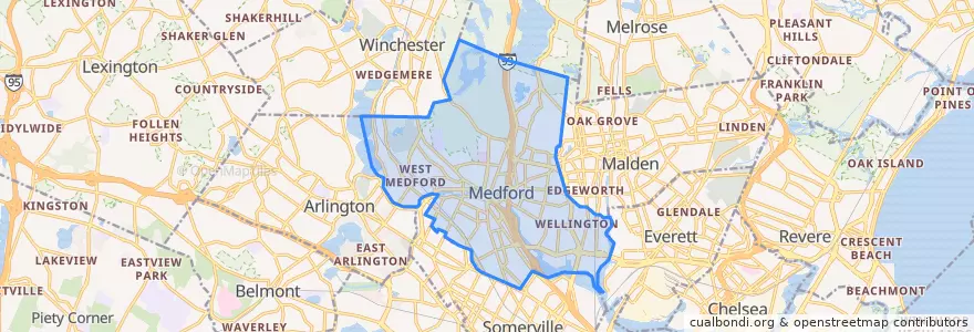 Mapa de ubicacion de Medford.