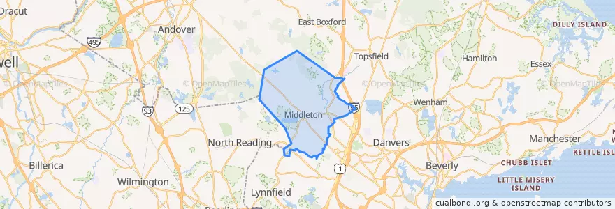 Mapa de ubicacion de Middleton.
