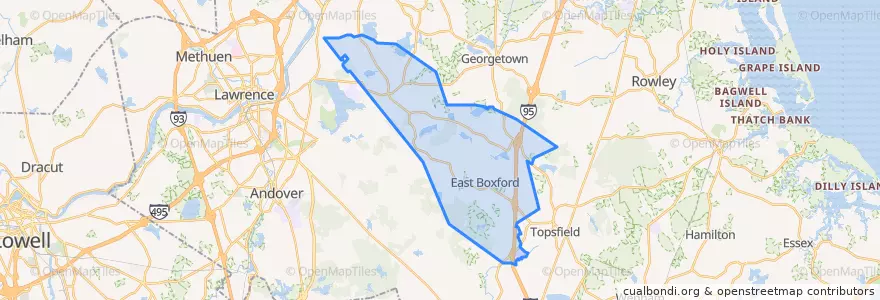 Mapa de ubicacion de Boxford.