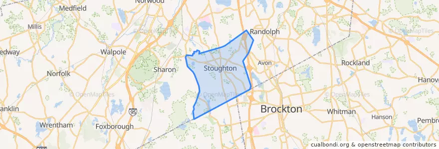 Mapa de ubicacion de Stoughton.