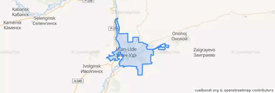 Mapa de ubicacion de городской округ Улан-Удэ.