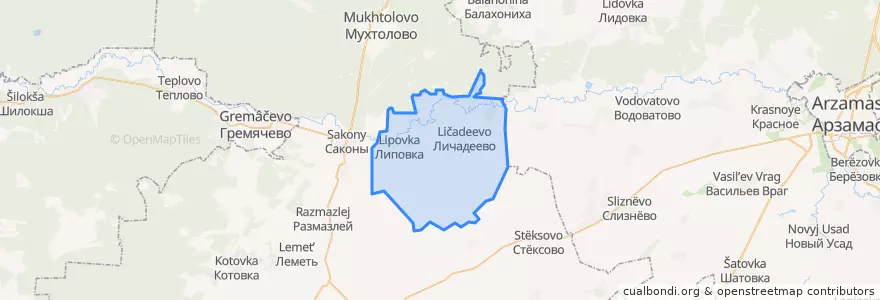 Mapa de ubicacion de Личадеевский сельсовет.