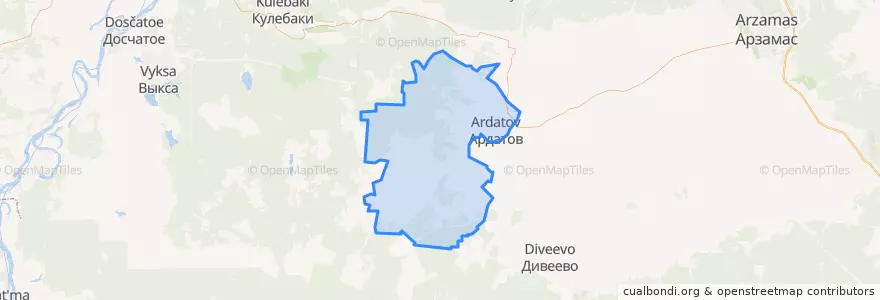 Mapa de ubicacion de городское поселение Ардатов.