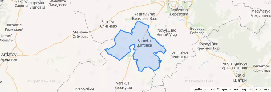 Mapa de ubicacion de Шатовский сельсовет.