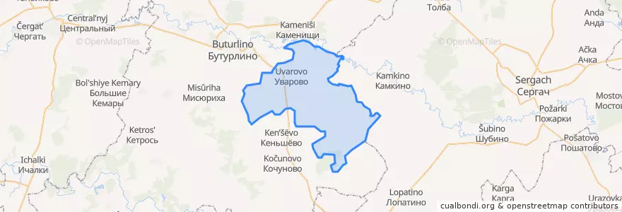 Mapa de ubicacion de Уваровский сельсовет.