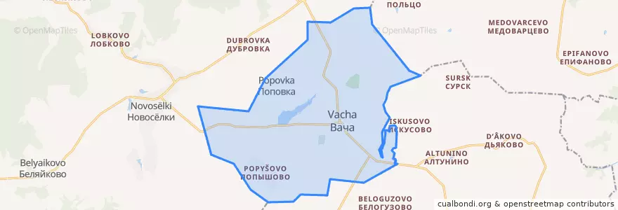 Mapa de ubicacion de городское поселение Вача.