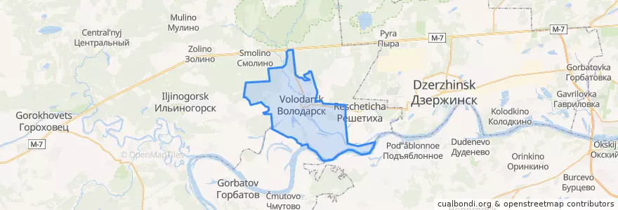 Mapa de ubicacion de городское поселение Володарск.