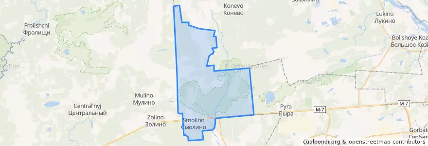 Mapa de ubicacion de городское поселение Смолино.