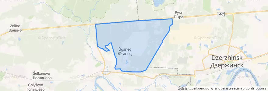Mapa de ubicacion de городское поселение Юганец.