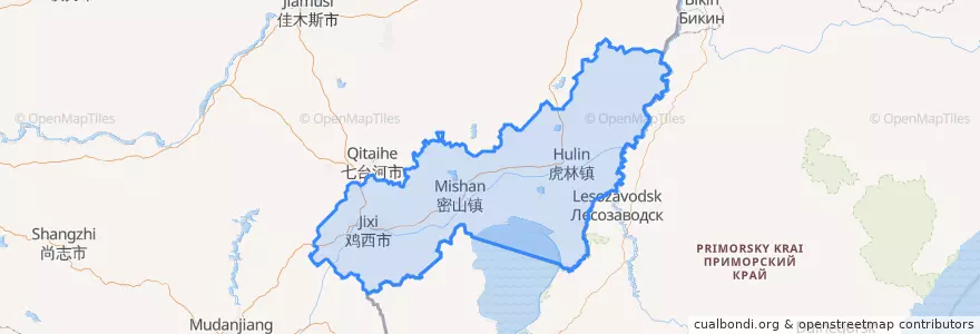 Mapa de ubicacion de 鶏西市.