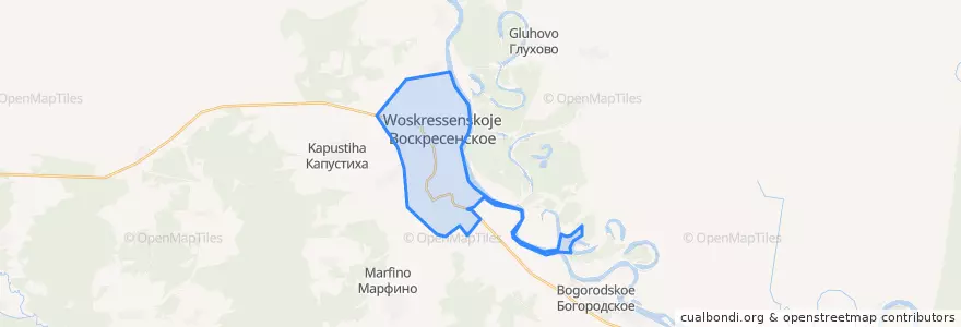 Mapa de ubicacion de городское поселение Воскресенское.