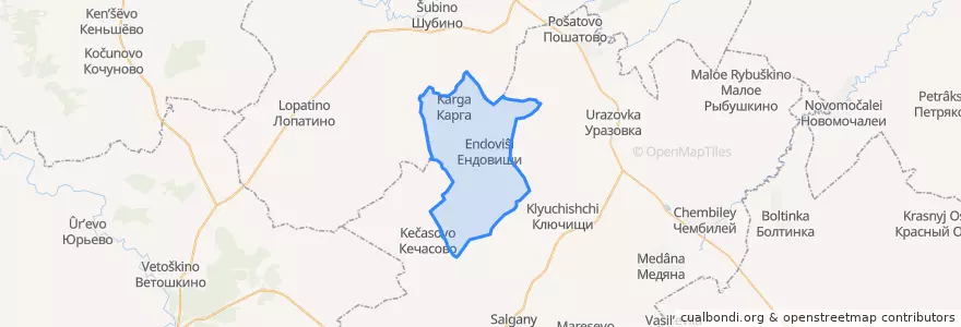 Mapa de ubicacion de Ендовищинский сельсовет.