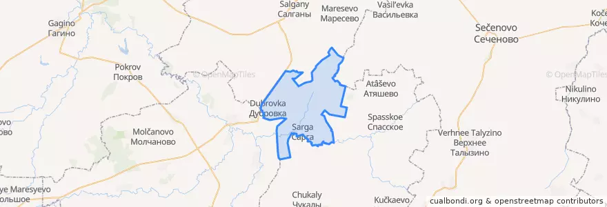 Mapa de ubicacion de Саргинский сельсовет.