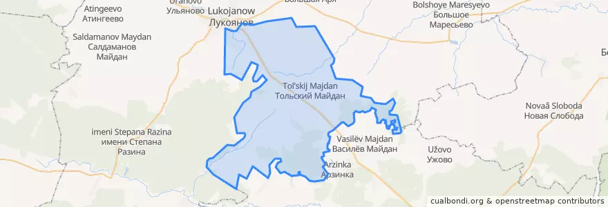 Mapa de ubicacion de Тольско-Майданский сельсовет.