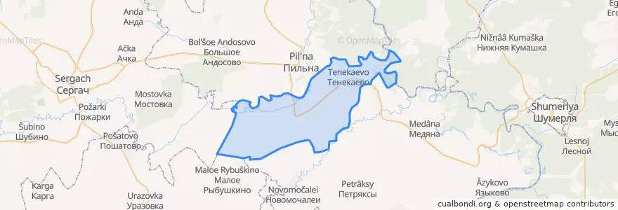 Mapa de ubicacion de Тенекаевский сельсовет.