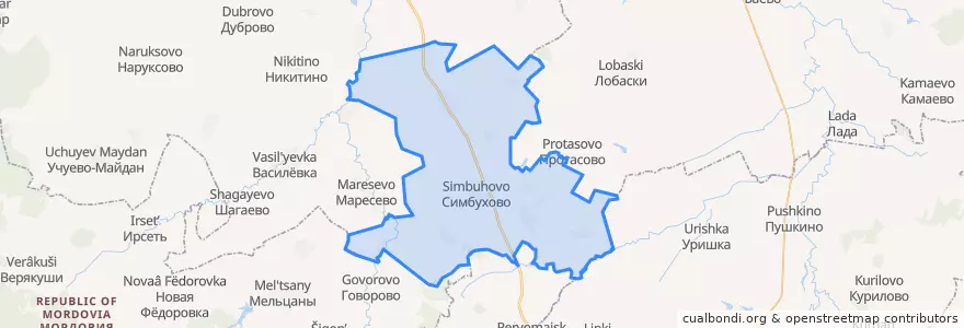 Mapa de ubicacion de Пеля-Хованский сельсовет.