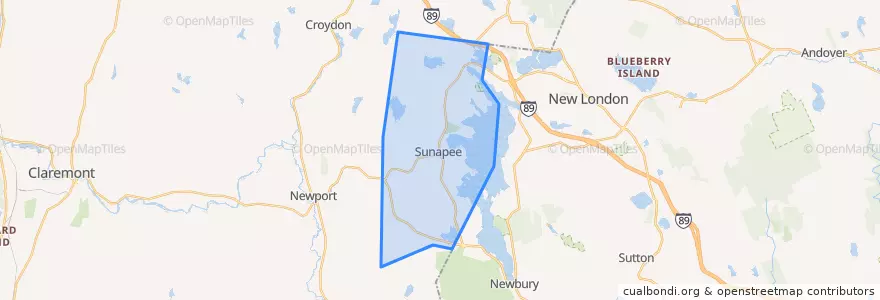 Mapa de ubicacion de Sunapee.