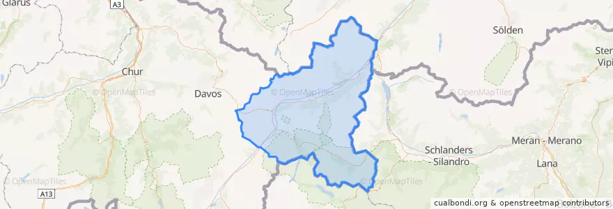 Mapa de ubicacion de Region Engiadina Bassa/Val Müstair.