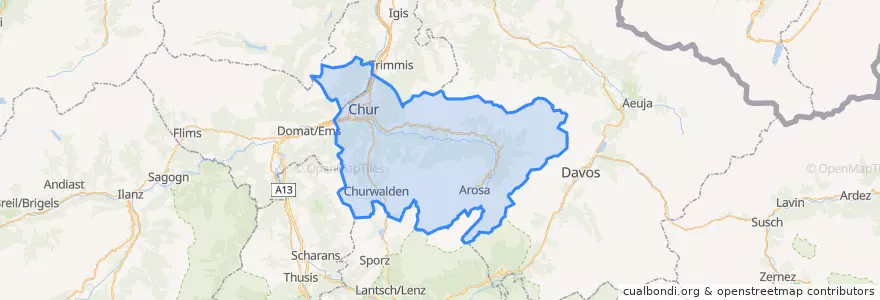 Mapa de ubicacion de Plessur.