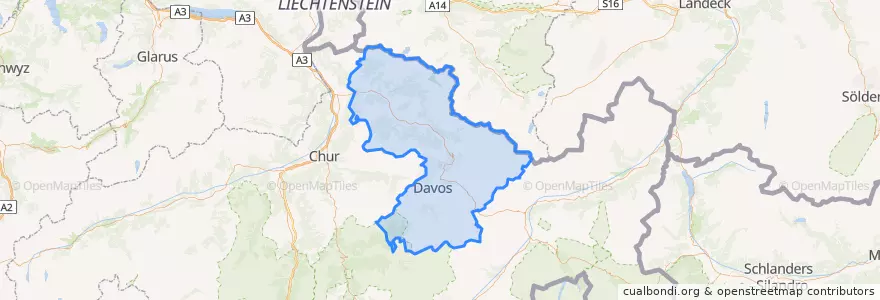 Mapa de ubicacion de Prättigau/Davos.
