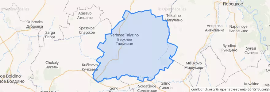 Mapa de ubicacion de Верхнеталызинский сельсовет.
