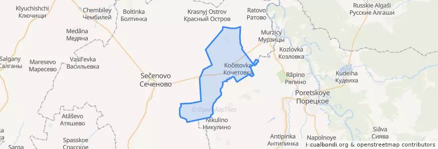 Mapa de ubicacion de Кочетовский сельсовет.