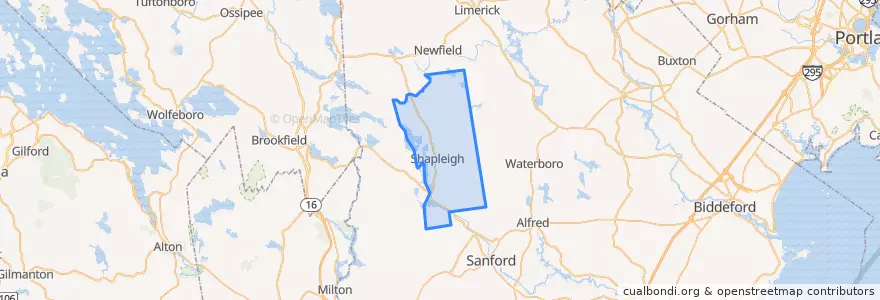 Mapa de ubicacion de Shapleigh.