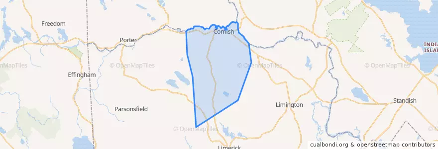 Mapa de ubicacion de Cornish.