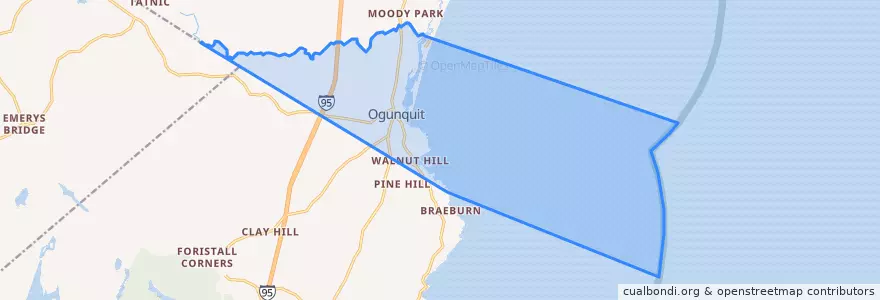 Mapa de ubicacion de Ogunquit.