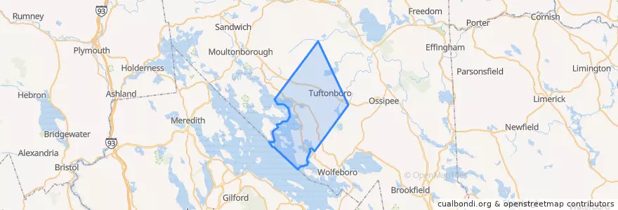 Mapa de ubicacion de Tuftonboro.