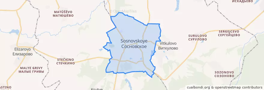 Mapa de ubicacion de городское поселение Сосновское.