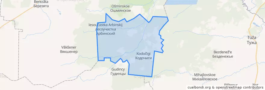 Mapa de ubicacion de Кодочиговский сельсовет.