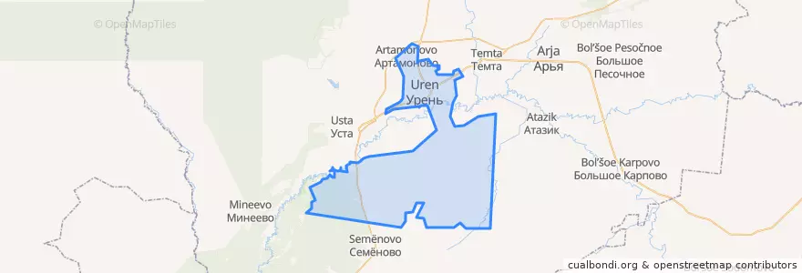 Mapa de ubicacion de городское поселение Урень.