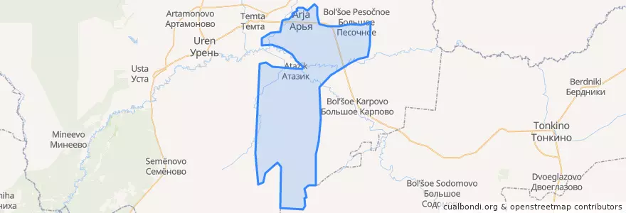 Mapa de ubicacion de городское поселение Арья.