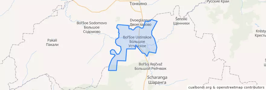 Mapa de ubicacion de Большеустинский сельсовет.