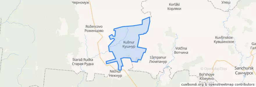 Mapa de ubicacion de Кушнурский сельсовет.