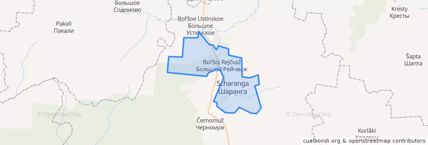 Mapa de ubicacion de городское поселение Шаранга.